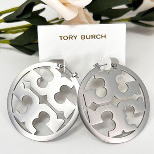 Tory Burch Miller Hoop in Silver (NEW) (AUTHENTIC)